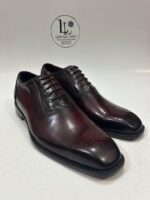 Handmade Leather Boots Mens Wine Red Leather Oxfords Mens Formal Dress Shoes for Party Wedding Business Meeting and Gift