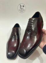 Handmade Leather Boots Mens Wine Red Leather Oxfords Mens Formal Dress Shoes for Party Wedding Business Meeting and Gift - Image 4