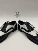 Handmade Leather Shoes Mens Black and White Spectator Wingtip Oxfords Men's Dress Shoes - Image 8