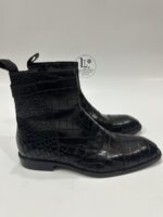 Handmade Leather Shoes Mens Black Crocodile Pattern Leather Boots | Handmade Ankle Boots | Wedding Anniversary Boots Gift for Him - Image 7