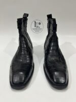 Handmade Leather Shoes Mens Black Crocodile Pattern Leather Boots | Handmade Ankle Boots | Wedding Anniversary Boots Gift for Him - Image 5