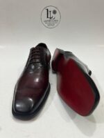 Handmade Leather Boots Mens Wine Red Leather Oxfords Mens Formal Dress Shoes for Party Wedding Business Meeting and Gift - Image 2