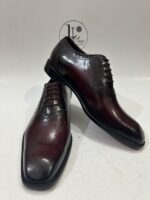 Handmade Leather Boots Mens Wine Red Leather Oxfords Mens Formal Dress Shoes for Party Wedding Business Meeting and Gift - Image 6