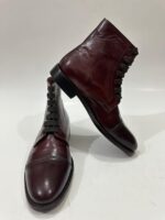 Handmade Leather Boots Men Handmade Men’s Burgundy Leather Cap Toe Lace Up Classic Dress & Casual Ankle Boots - Image 7