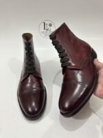 Handmade Leather Boots Men Handmade Men’s Burgundy Leather Cap Toe Lace Up Classic Dress & Casual Ankle Boots - Image 8
