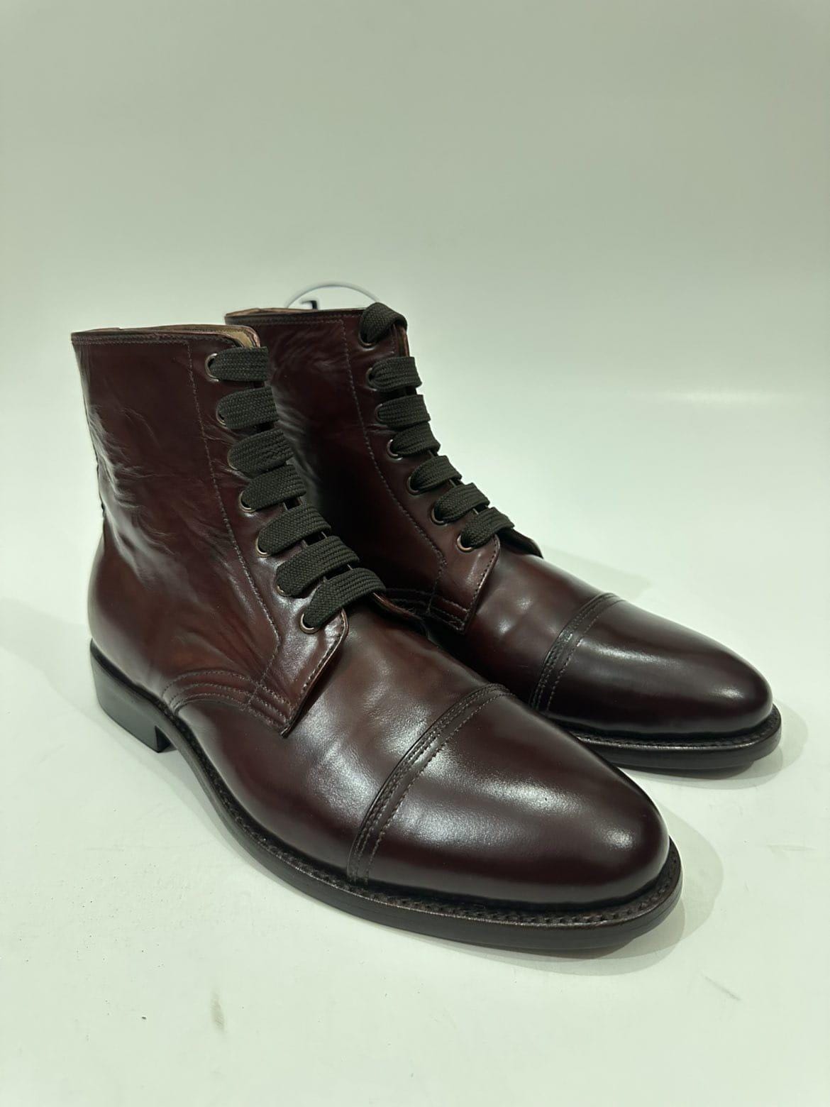 il_fullxfull.7518687336_c8xv.jpg Handmade Leather Boots Men Handmade Men’s Burgundy Leather Cap Toe Lace Up Classic Dress & Casual Ankle Boots - Image 1