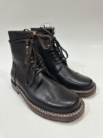 Handmade Leather Boots Men New Handmade Men’s  Dark Brown Leather Cap Toe Lace Up Classic Dress & Casual Ankle Boots