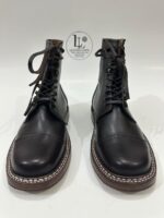 Handmade Leather Boots Men New Handmade Men’s  Dark Brown Leather Cap Toe Lace Up Classic Dress & Casual Ankle Boots - Image 10