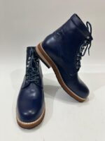 Handmade Leather Boots Men New Handmade Men’s Navy Blue Leather Lace Up Classic Casual & Work Style Ankle Boots - Image 8