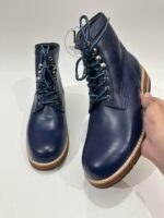 Handmade Leather Boots Men New Handmade Men’s Navy Blue Leather Lace Up Classic Casual & Work Style Ankle Boots - Image 6