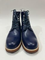 Handmade Leather Boots Men New Handmade Men’s Navy Blue Leather Lace Up Classic Casual & Work Style Ankle Boots - Image 5