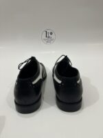 Handmade Leather Shoes Mens Black and White Spectator Wingtip Oxfords Men's Dress Shoes - Image 4