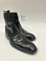 Handmade Leather Shoes Mens Black Crocodile Pattern Leather Boots | Handmade Ankle Boots | Wedding Anniversary Boots Gift for Him