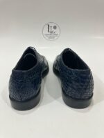 Handmade Leather Shoes Mens Blue Alligator Embossed Oxford Leather Shoes Textured Luxury Boots - Image 9