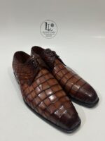 Handmade Leather Shoes Men Mens Handcrafted Brown Alligator Embossed Leather Shoes Textured Luxury Boots - Image 5