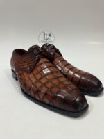 Handmade Leather Shoes Men Mens Handcrafted Brown Alligator Embossed Leather Shoes Textured Luxury Boots