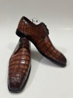 Handmade Leather Shoes Men Mens Handcrafted Brown Alligator Embossed Leather Shoes Textured Luxury Boots - Image 2