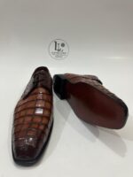 Handmade Leather Shoes Men Mens Handcrafted Brown Alligator Embossed Leather Shoes Textured Luxury Boots - Image 7