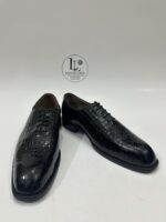Handmade Leather Shoes Mens Black Crocodile Embossed Leather Wholecut Dress Shoes - Image 6
