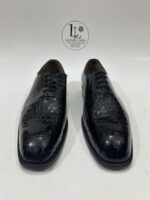 Handmade Leather Shoes Mens Black Crocodile Embossed Leather Wholecut Dress Shoes - Image 5