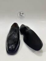 Handmade Leather Shoes Mens Black Crocodile Embossed Leather Wholecut Dress Shoes - Image 4