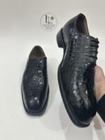 Handmade Leather Shoes Mens Black Crocodile Embossed Leather Wholecut Dress Shoes - Image 10
