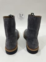 Handmade Leather Boots Men Mens Gray Suede Leather Lace Up Ankle Boots Wingtip Brogue Dress Shoes - Image 8