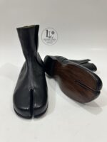 Handmade Black Leather Tabi Boots: Japanese Split Toe Ankle Boots - Image 4