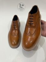Handmade Leather Shoes Men New Handmade Tan Leather Brogue Oxford Shoes Wingtip Dress Boots for Men Goodyear Welt Premium Formal Footwear - Image 6