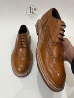 Handmade Leather Shoes Men New Handmade Tan Leather Brogue Oxford Shoes Wingtip Dress Boots for Men Goodyear Welt Premium Formal Footwear - Image 8