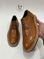 Handmade Leather Shoes Men New Handmade Tan Leather Brogue Oxford Shoes Wingtip Dress Boots for Men Goodyear Welt Premium Formal Footwear - Image 9