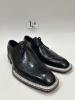 Handmade Leather Shoes Men Handmade Black Leather Brogue Toe Derby Shoes Genuine Leather Formal Goodyear Welted Boots - Image 3