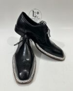 Handmade Leather Shoes Men Handmade Black Leather Brogue Toe Derby Shoes Genuine Leather Formal Goodyear Welted Boots - Image 2