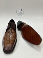 Handmade Leather Shoes Men Mens Handcrafted Brown Alligator Embossed Leather Shoes Textured Luxury Shoes - Image 3