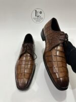 Handmade Leather Shoes Men Mens Handcrafted Brown Alligator Embossed Leather Shoes Textured Luxury Shoes - Image 8