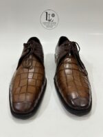 Handmade Leather Shoes Men Mens Handcrafted Brown Alligator Embossed Leather Shoes Textured Luxury Shoes - Image 9