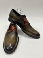 Men’s Two Tone Leather Dress Shoes Burnished Oxford Brogue Lace Up by Leather Lords - Image 2
