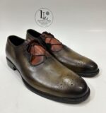 Men’s Two Tone Leather Dress Shoes Burnished Oxford Brogue Lace Up by Leather Lords