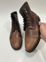 Handmade Leather Boots Men Handmade Men's Brown Leather Ankle Boots, Lace-Up Cap Toe Boots for Formal or Casual Wear - Image 7