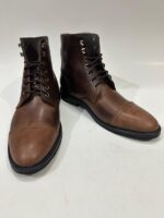 Handmade Leather Boots Men Handmade Men's Brown Leather Ankle Boots, Lace-Up Cap Toe Boots for Formal or Casual Wear - Image 3