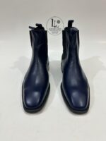 Handmade Leather Boots Men Handmade Men's Navy Blue Leather Chelsea Boots, Sleek Slip-On Ankle Boots, Formal Dress Boots for Him - Image 4