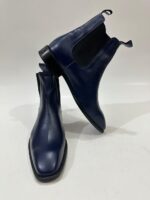 Handmade Leather Boots Men Handmade Men's Navy Blue Leather Chelsea Boots, Sleek Slip-On Ankle Boots, Formal Dress Boots for Him - Image 3
