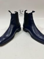Handmade Leather Boots Men Handmade Men's Navy Blue Leather Chelsea Boots, Sleek Slip-On Ankle Boots, Formal Dress Boots for Him - Image 10