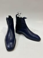 Handmade Leather Boots Men Handmade Men's Navy Blue Leather Chelsea Boots, Sleek Slip-On Ankle Boots, Formal Dress Boots for Him - Image 2