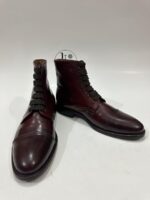 Handmade Leather Boots Men Handmade Men’s Burgundy Leather Cap Toe Lace Up Classic Dress & Casual Ankle Boots - Image 3