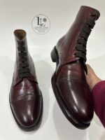 Handmade Leather Boots Men Handmade Men’s Burgundy Leather Cap Toe Lace Up Classic Dress & Casual Ankle Boots - Image 9