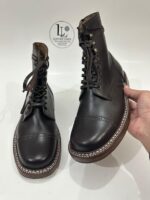 Handmade Leather Boots Men New Handmade Men’s  Dark Brown Leather Cap Toe Lace Up Classic Dress & Casual Ankle Boots - Image 5