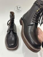 Handmade Leather Boots Men New Handmade Men’s  Dark Brown Leather Cap Toe Lace Up Classic Dress & Casual Ankle Boots - Image 7
