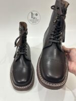 Handmade Leather Boots Men New Handmade Men’s  Dark Brown Leather Cap Toe Lace Up Classic Dress & Casual Ankle Boots - Image 6