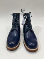 Handmade Leather Boots Men New Handmade Men’s Navy Blue Leather Lace Up Classic Casual & Work Style Ankle Boots - Image 3